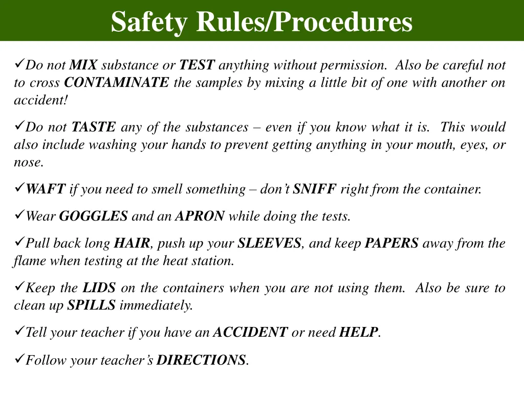 safety rules procedures