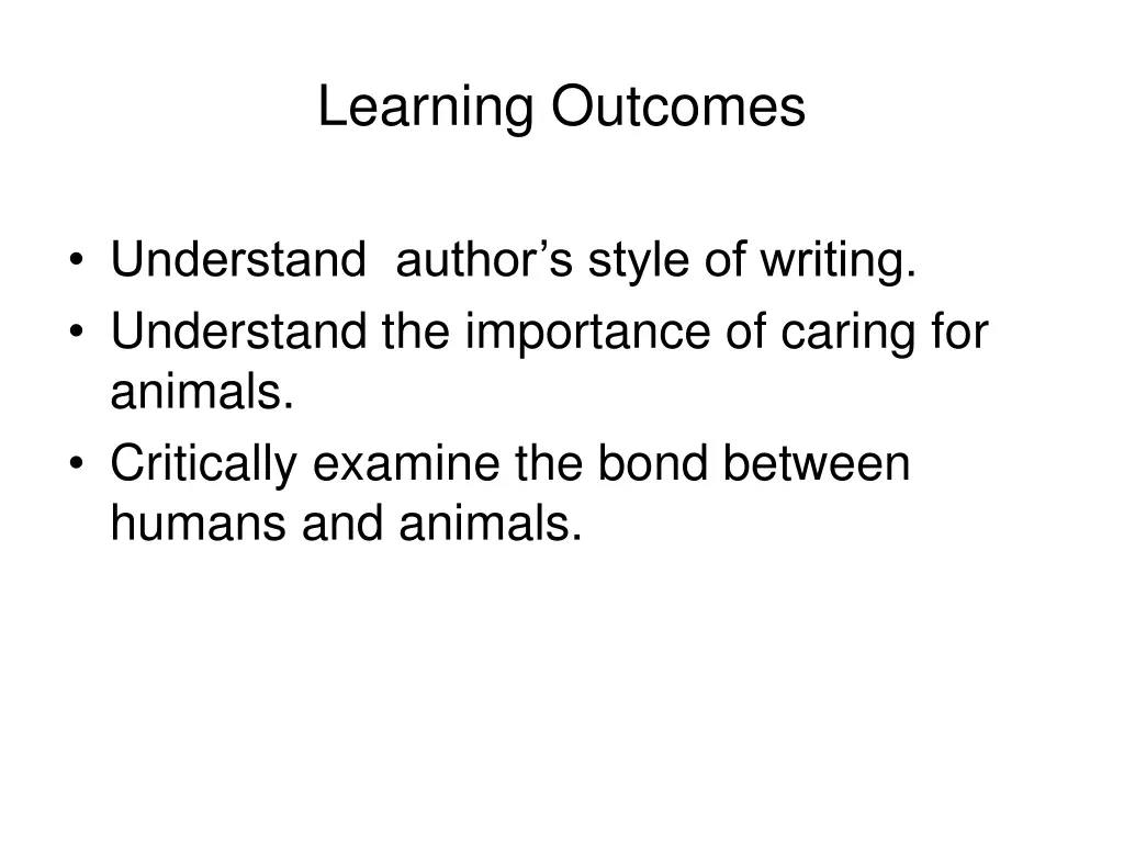 learning outcomes