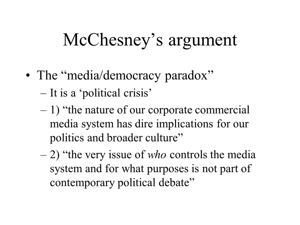 mcchesney s argument