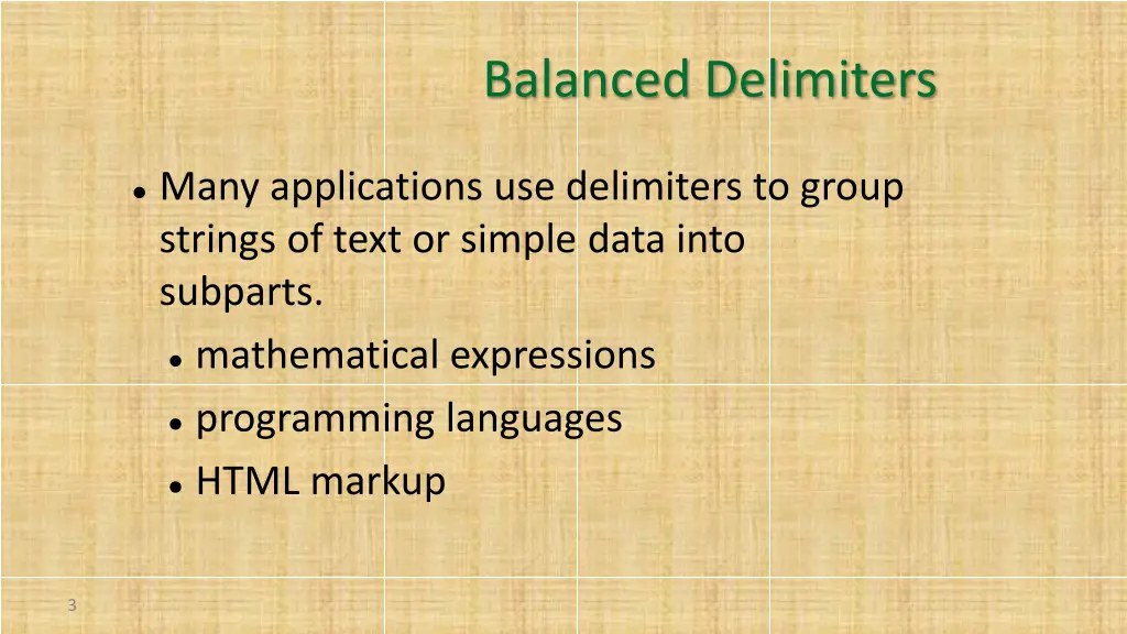 balanced delimiters