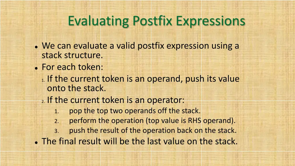 evaluating postfix expressions