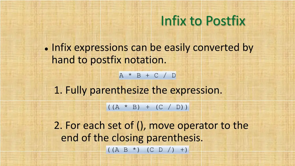 infix to postfix