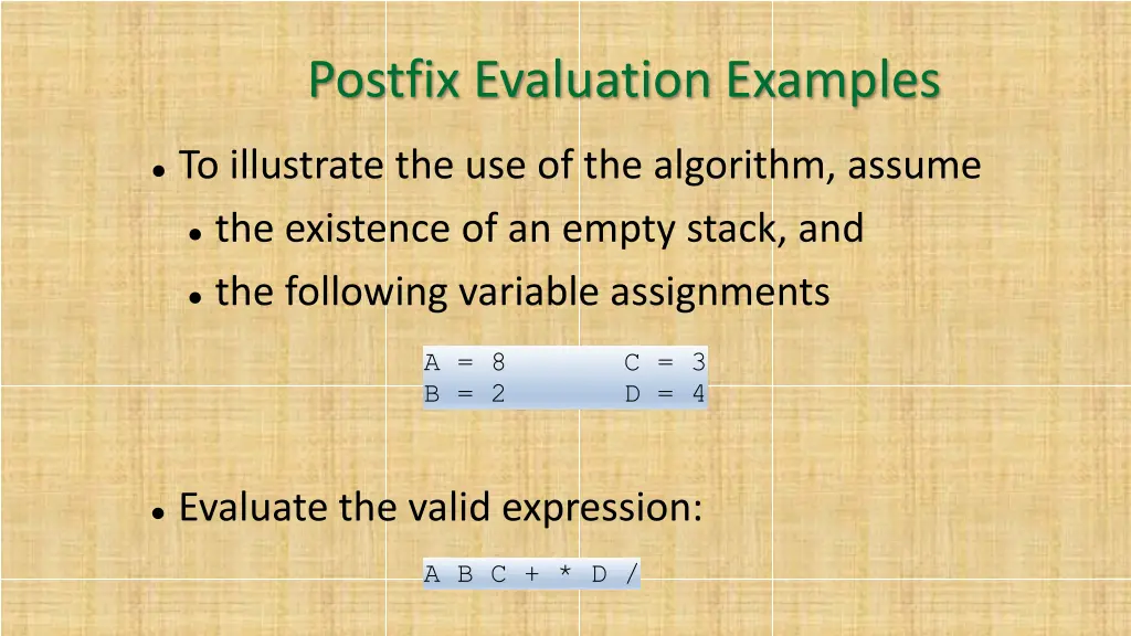 postfix evaluation examples