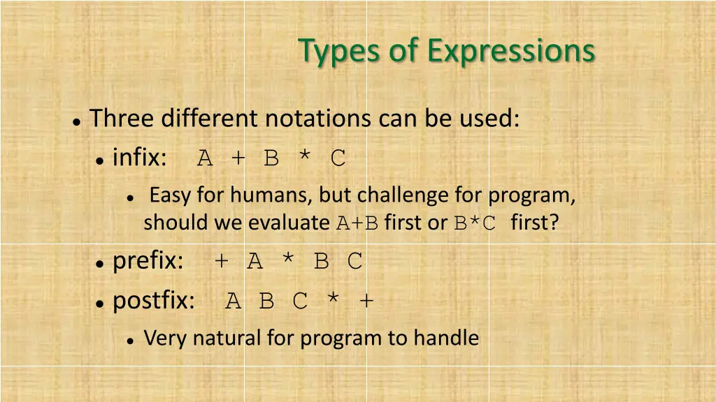 types of expressions