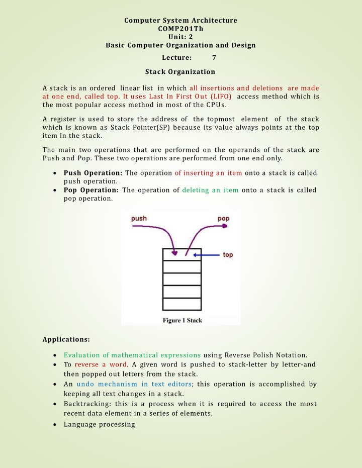 computer system architecture comp201th unit