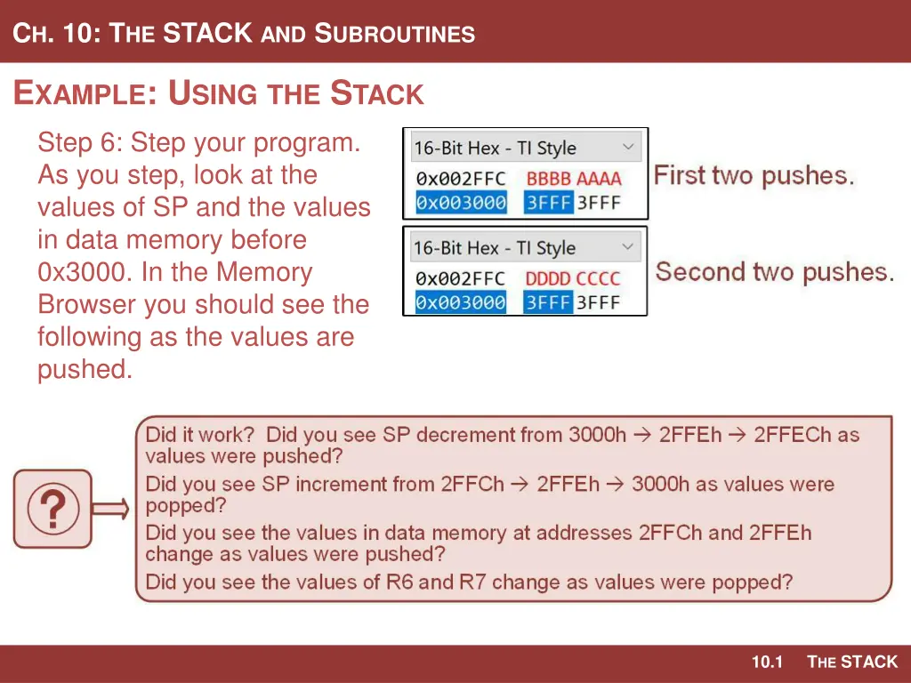 c h 10 t he stack and s ubroutines 12