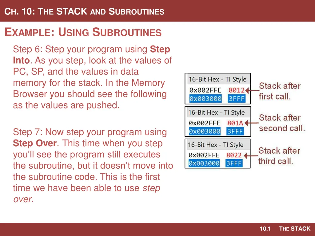 c h 10 t he stack and s ubroutines 21