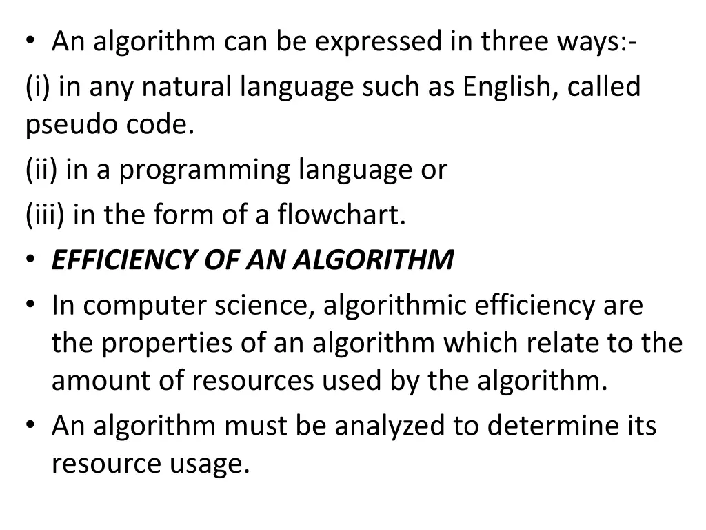 an algorithm can be expressed in three ways