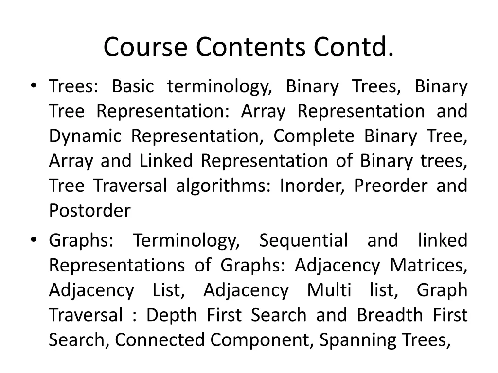 course contents contd trees basic terminology