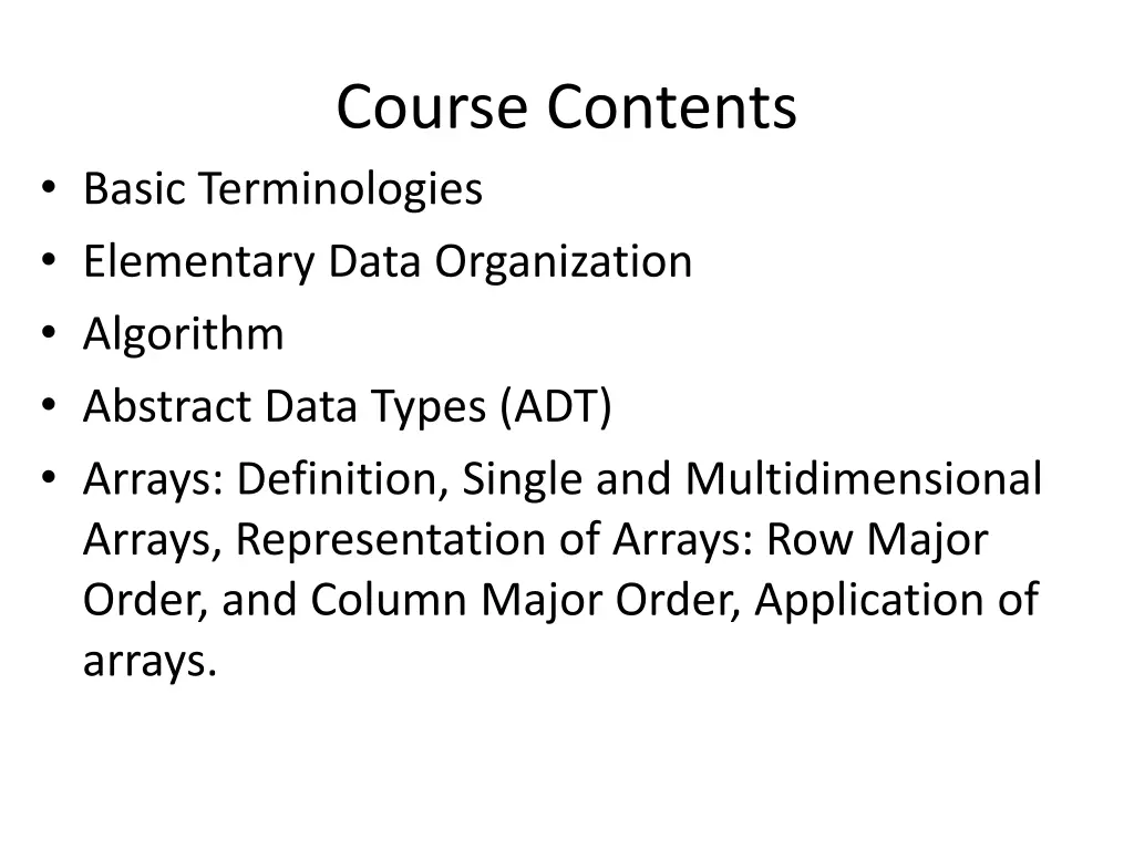 course contents