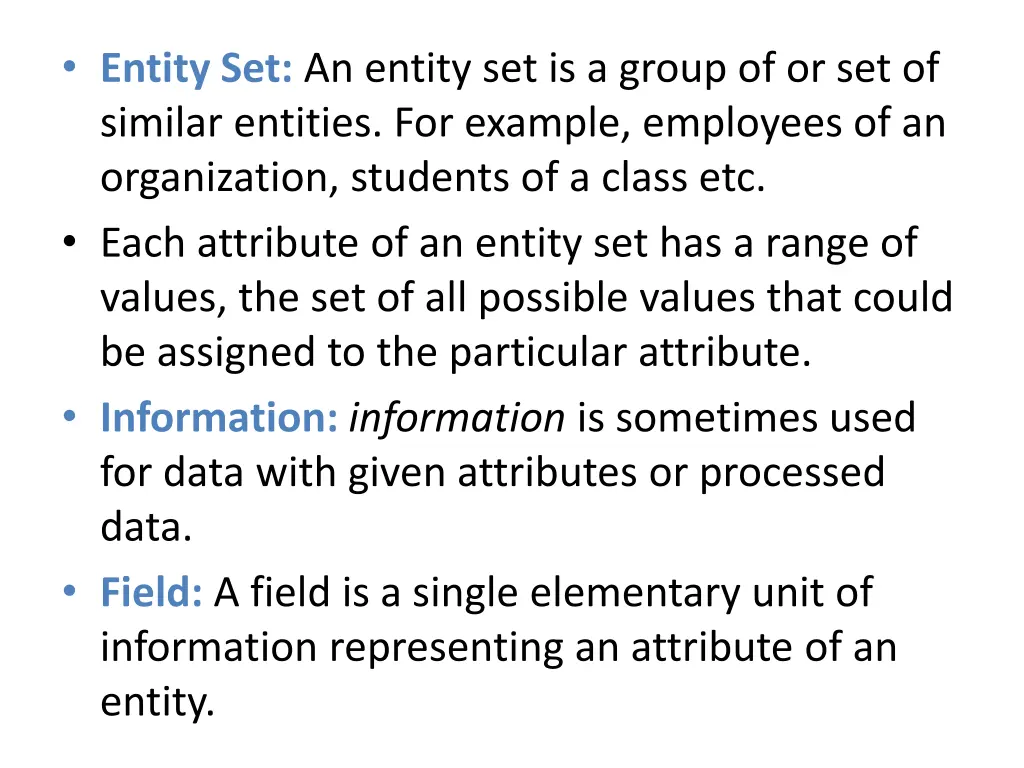 entity set an entity set is a group