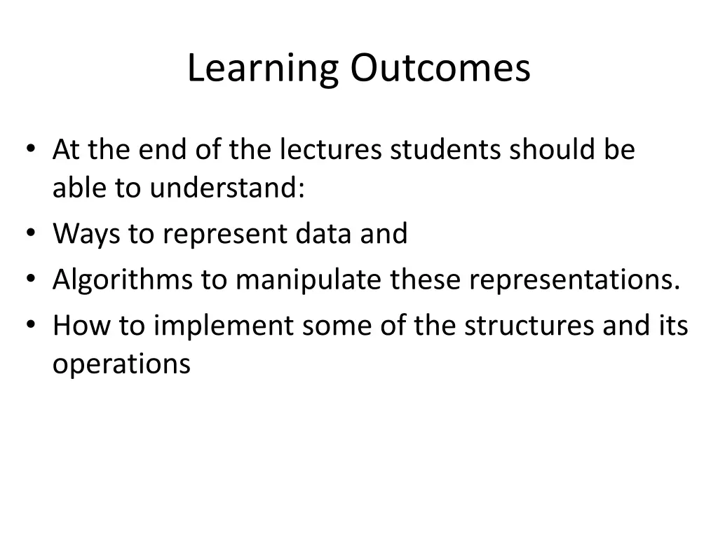 learning outcomes