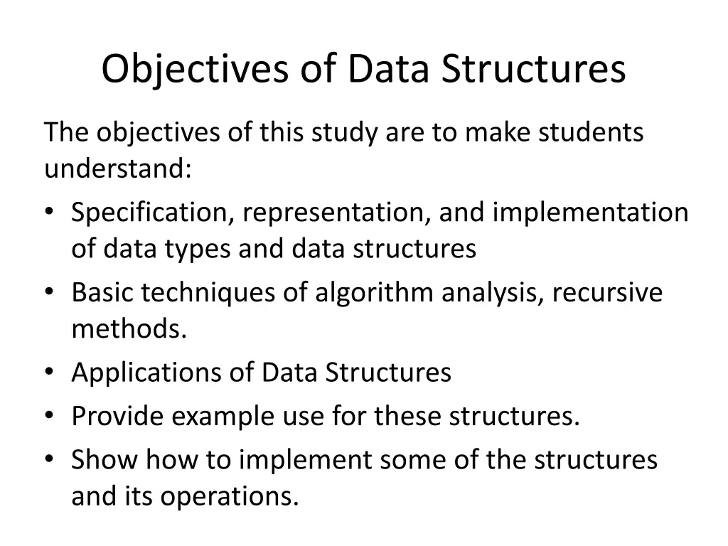 objectives of data structures