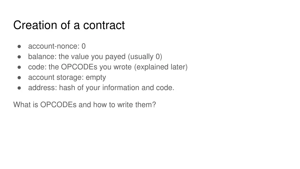 creation of a contract