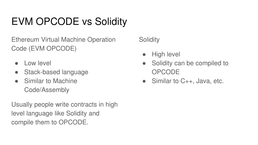 evm opcode vs solidity