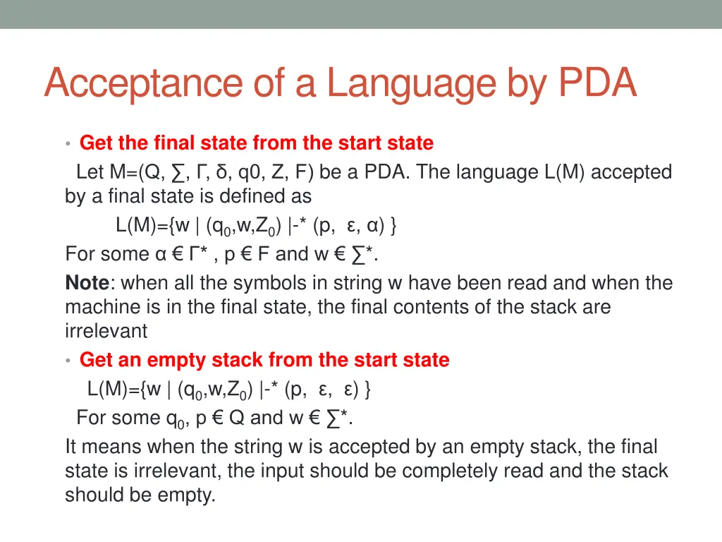 acceptance of a language by pda 1