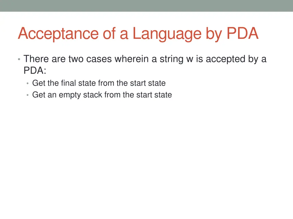 acceptance of a language by pda