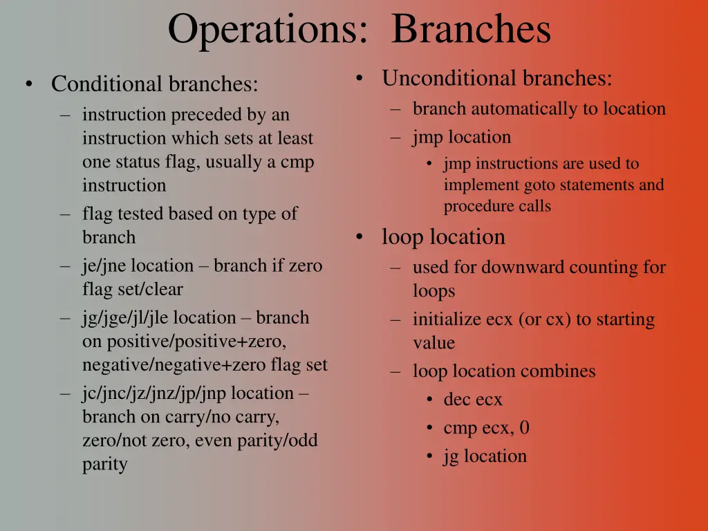 operations branches