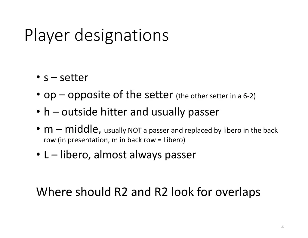 player designations