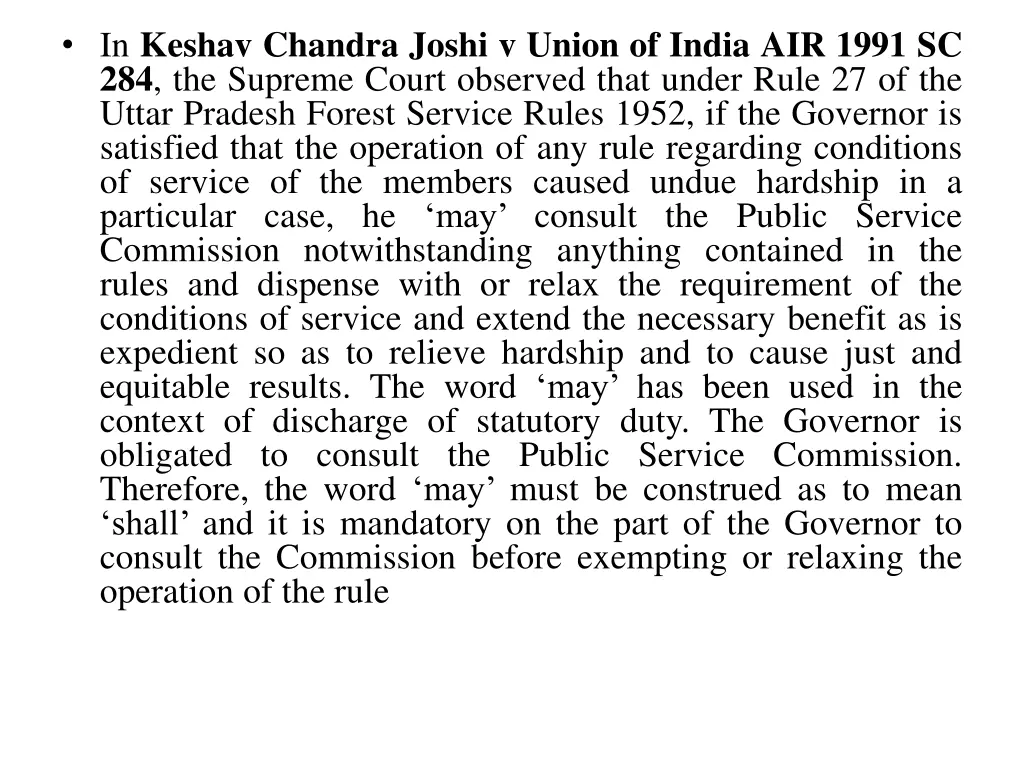 in keshav chandra joshi v union of india air 1991