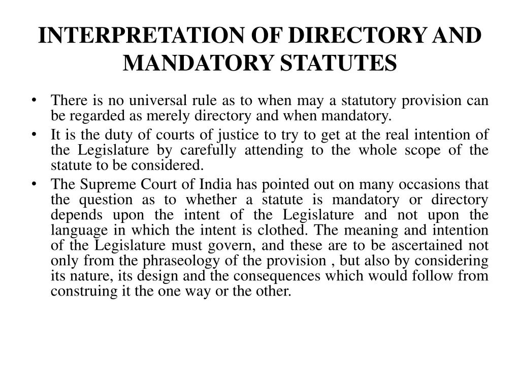 interpretation of directory and mandatory statutes