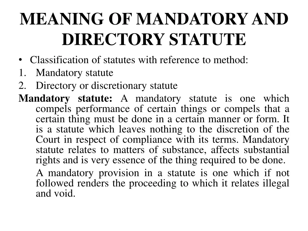 meaning of mandatory and directory statute