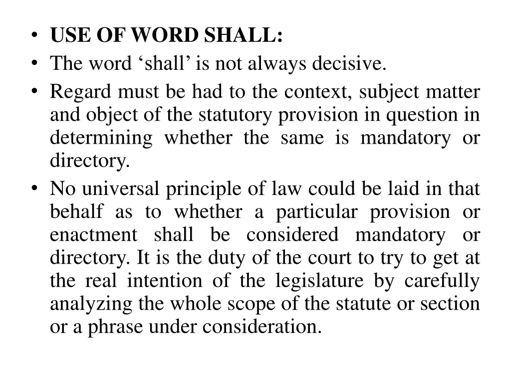 use of word shall the word shall is not always