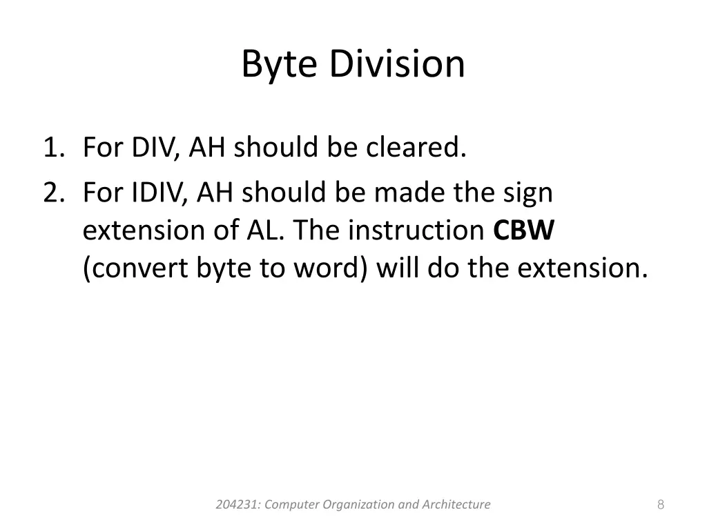 byte division