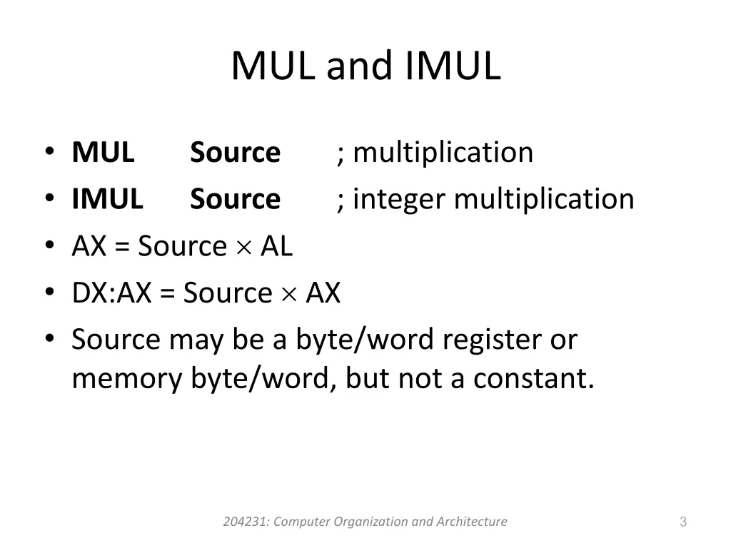 mul and imul