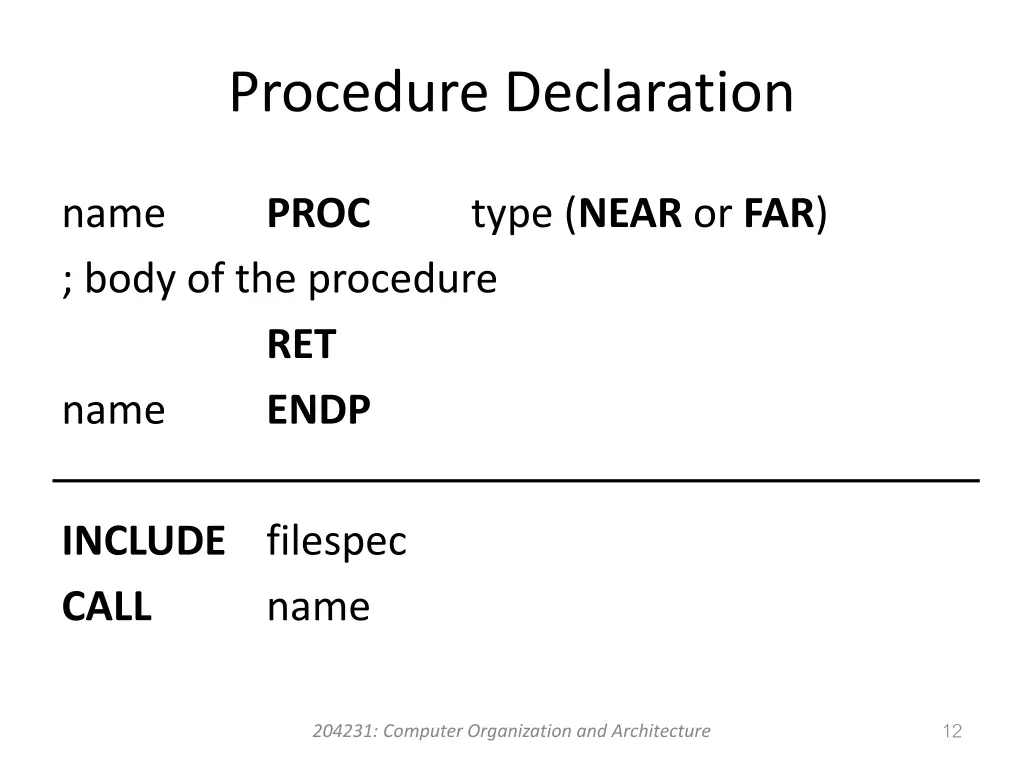 procedure declaration