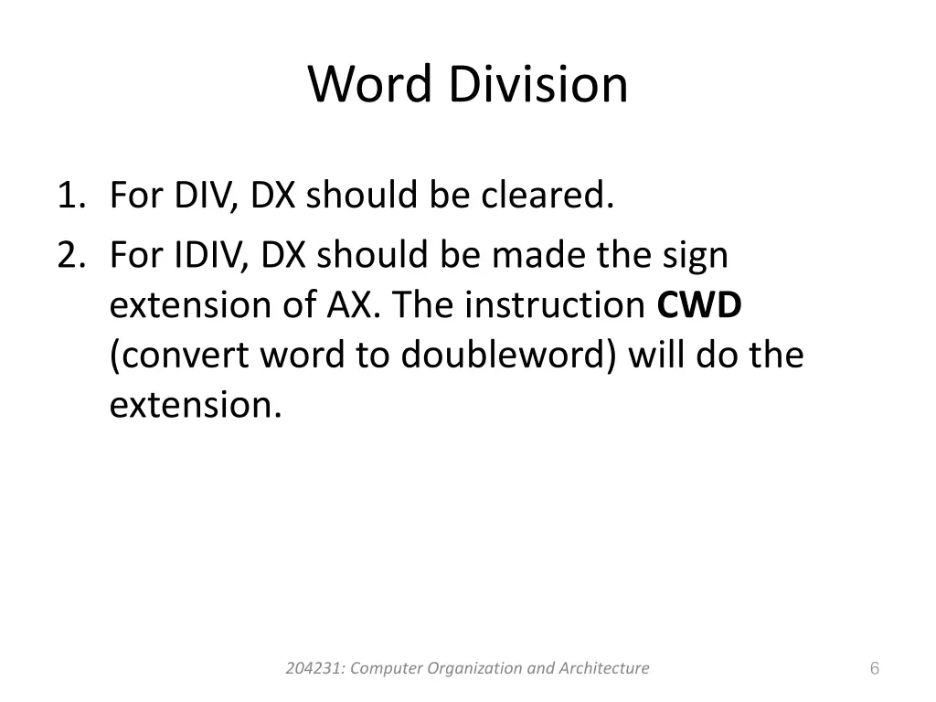 word division