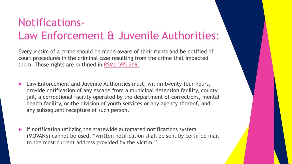 notifications law enforcement juvenile authorities