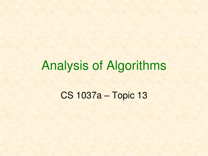 analysis of algorithms