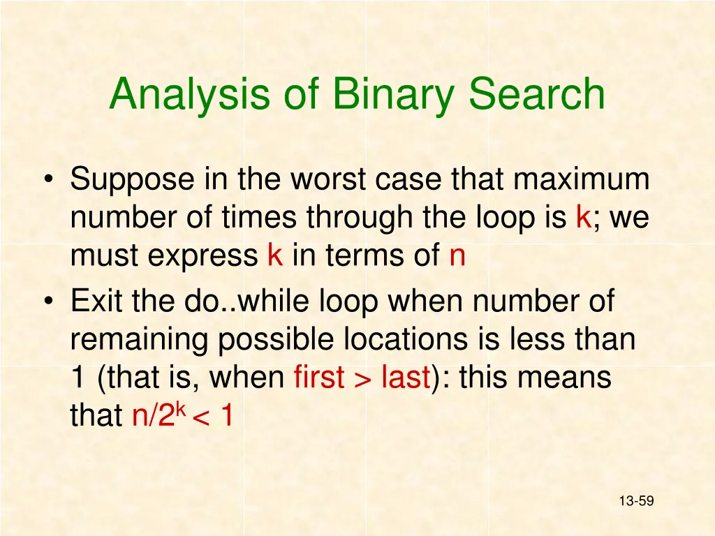 analysis of binary search 2