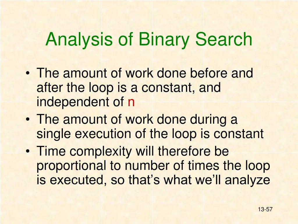 analysis of binary search