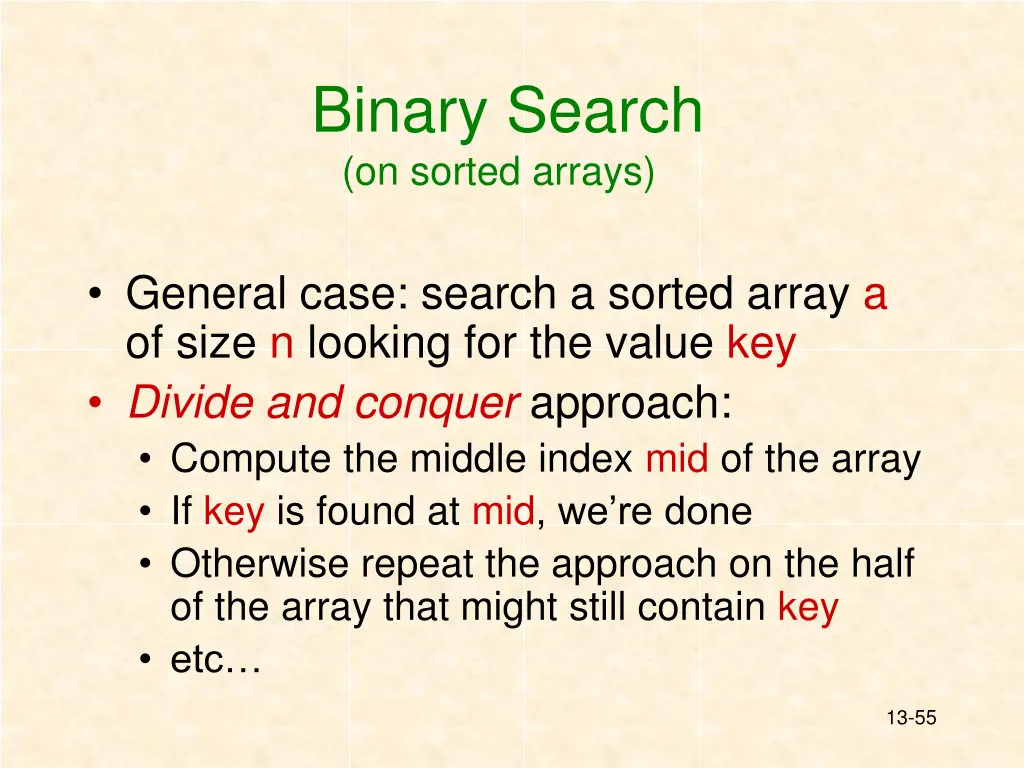 binary search on sorted arrays