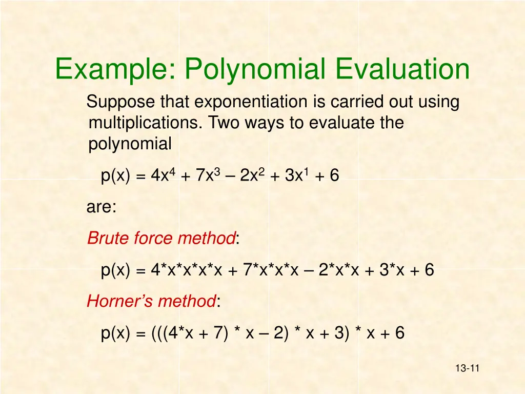 example polynomial evaluation suppose that