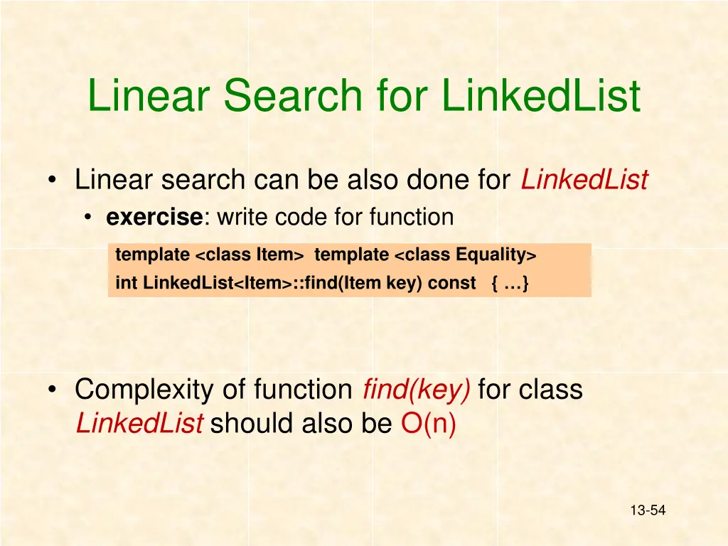 linear search for linkedlist