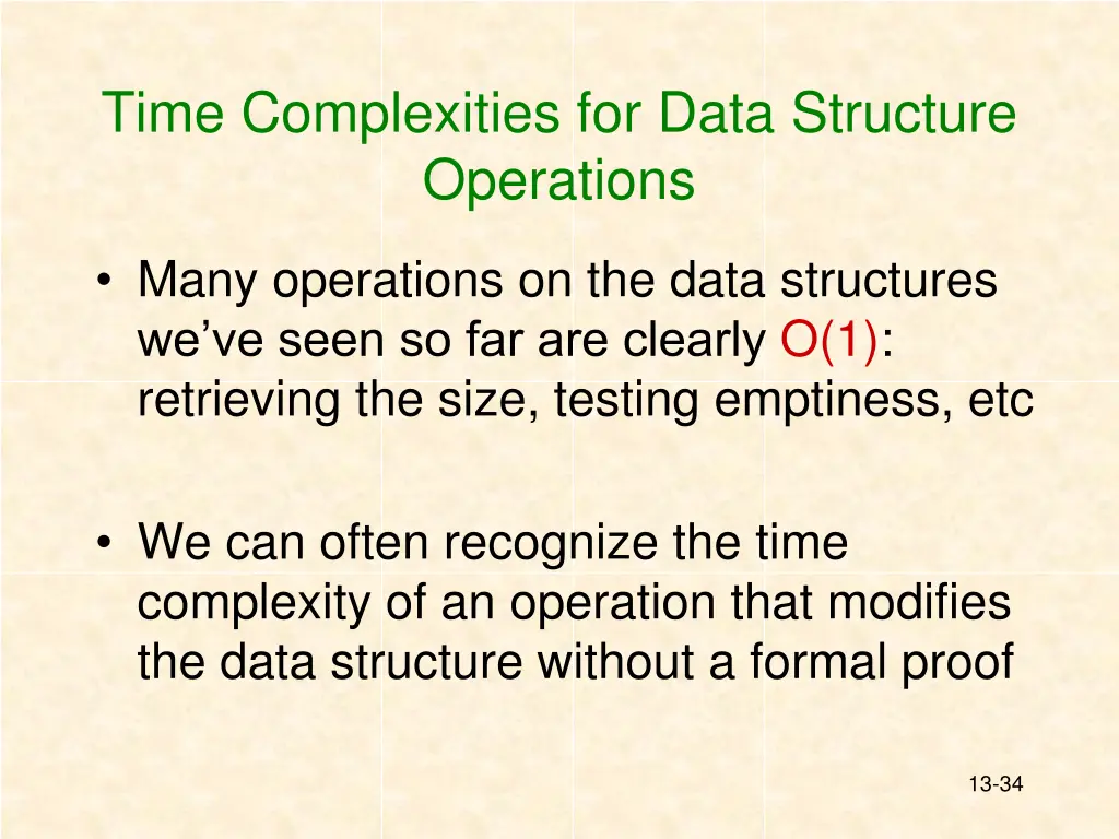 time complexities for data structure operations