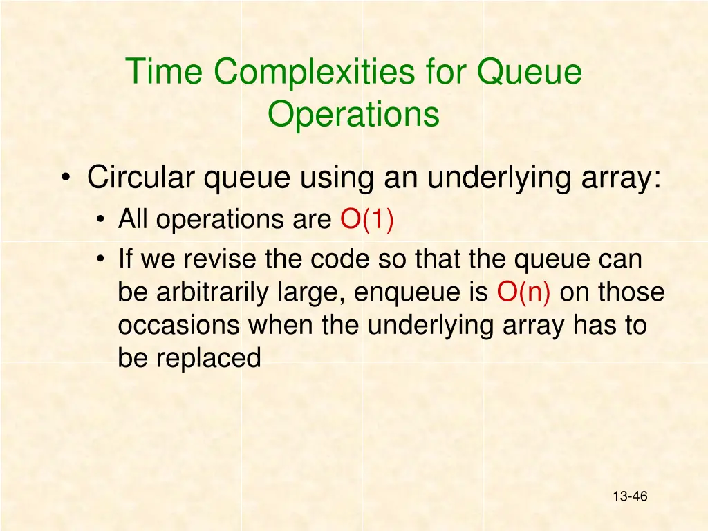 time complexities for queue operations 2