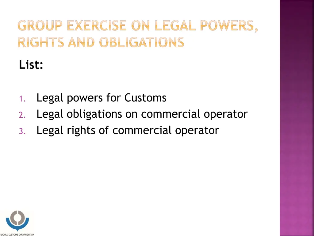 group exercise on legal powers rights