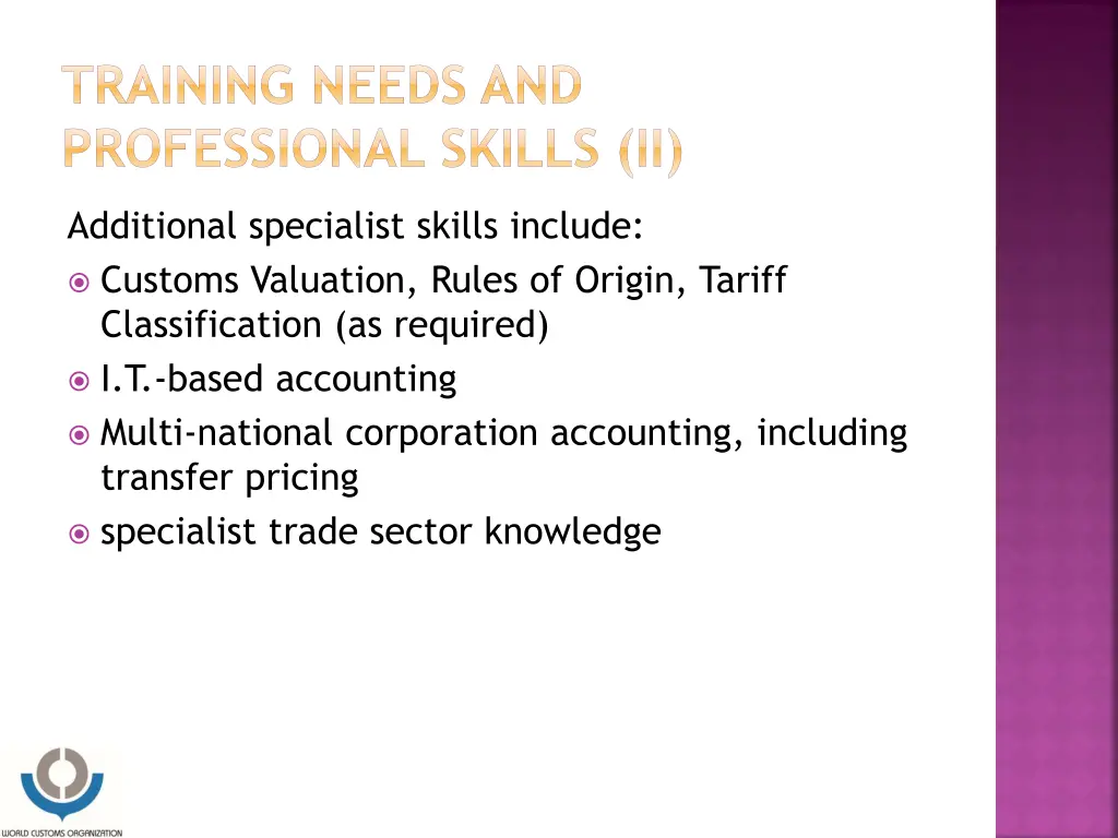 training needs and professional skills ii