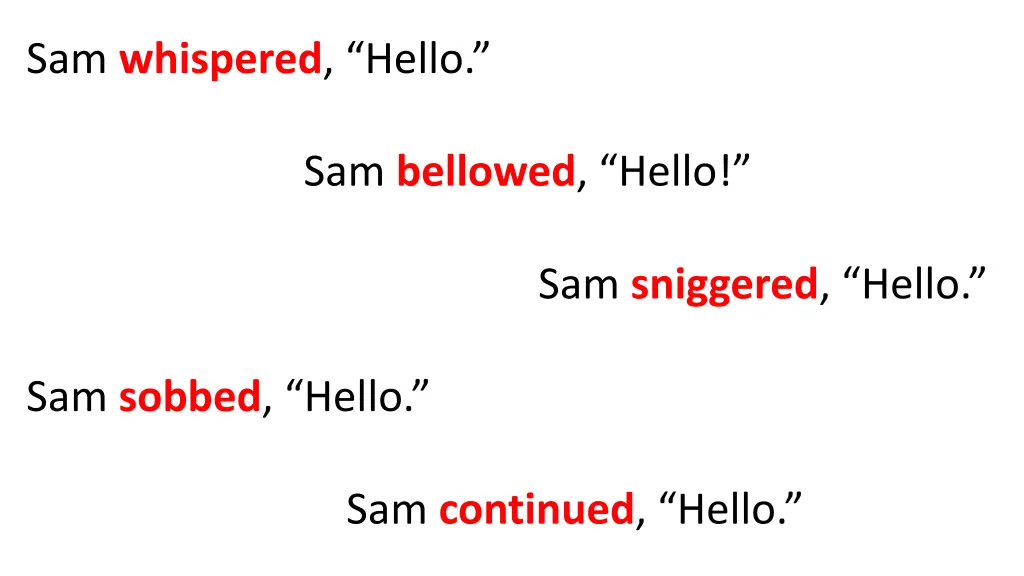 sam whispered hello sam bellowed hello