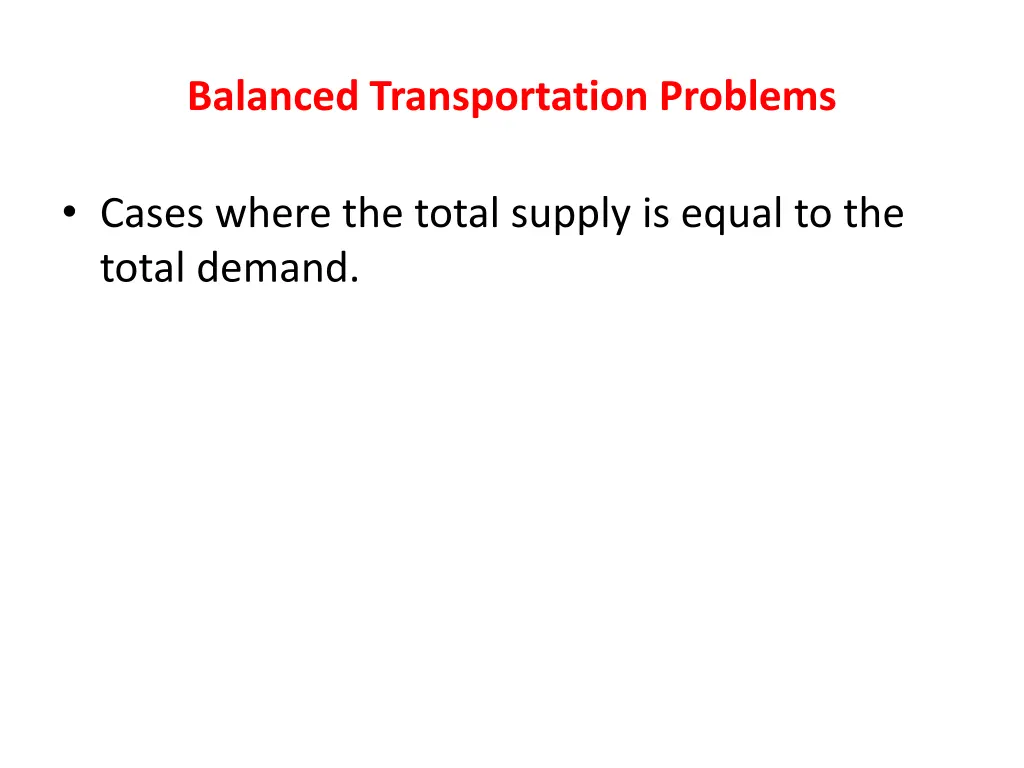 balanced transportation problems