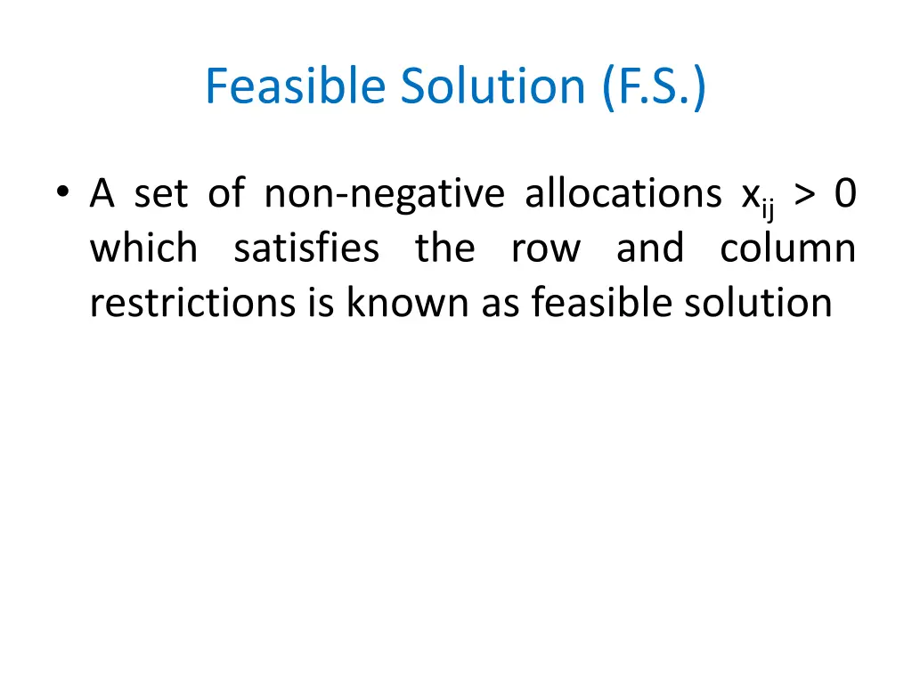 feasible solution f s