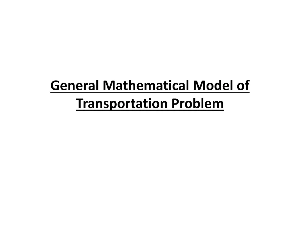 general mathematical model of transportation