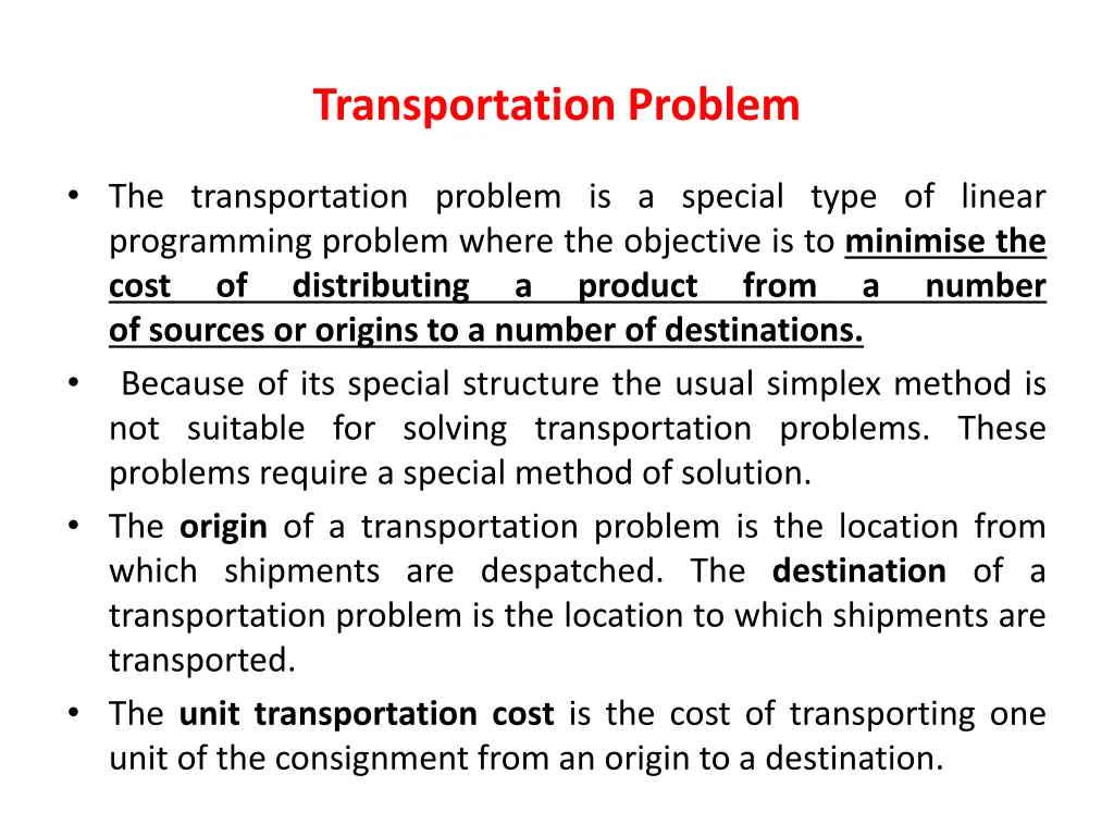 transportation problem