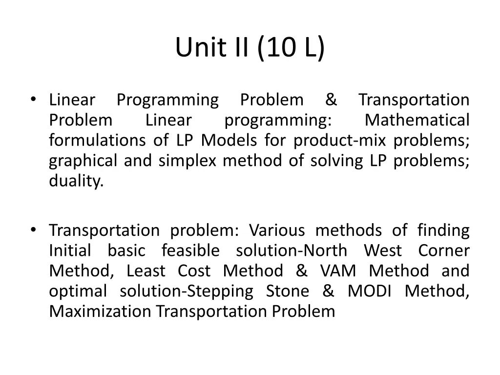 unit ii 10 l