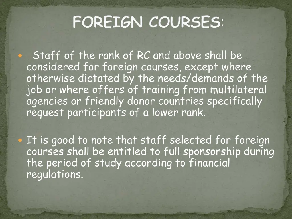 foreign courses