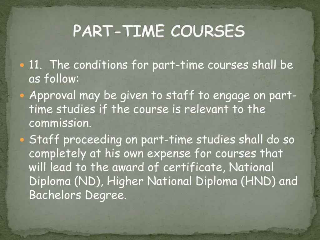 part time courses